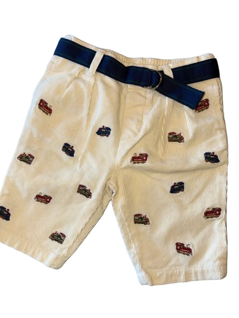 Ralph Lauren Baby Corduroy Pants 3M Train Embroidered Elastic Waist